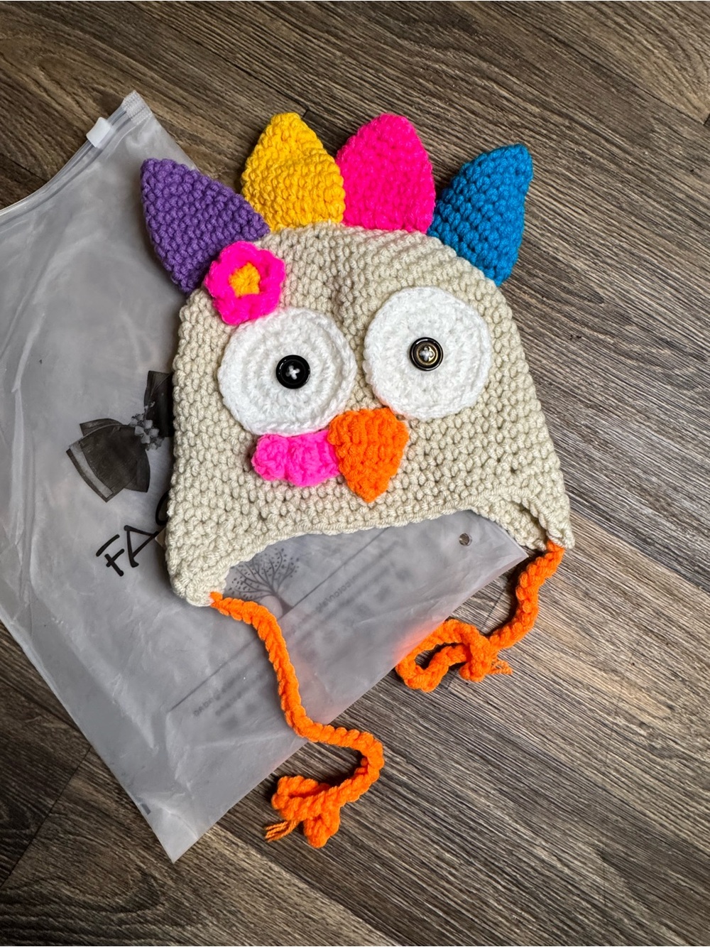 Kids Crochet Turkey Beanie Hat - Multicolor